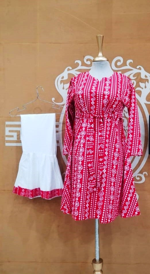 Sharara Two Pieces Suit / Dress Ladies Chunri Frock with Sharara Ready to Wear for Girls and Women