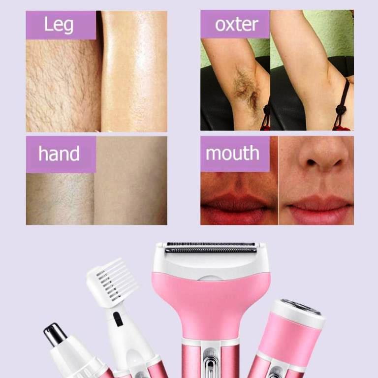 Rechargeable Electric Shaver 4 in 1 Rechargeable Hair Trimmer Hair Removal Machine Epilator Eyebrow Nose Trimmer Razor for Girls and Women Kemei KM-6637