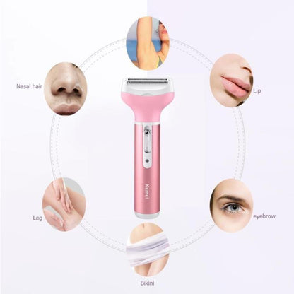 Rechargeable Electric Shaver 4 in 1 Rechargeable Hair Trimmer Hair Removal Machine Epilator Eyebrow Nose Trimmer Razor for Girls and Women Kemei KM-6637