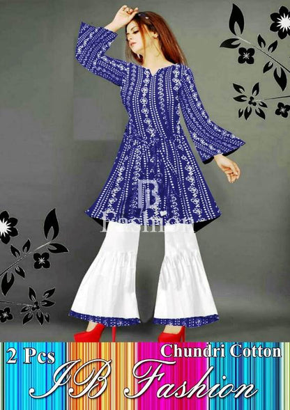Sharara Two Pieces Suit / Dress Ladies Chunri Frock with Sharara Ready to Wear for Girls and Women