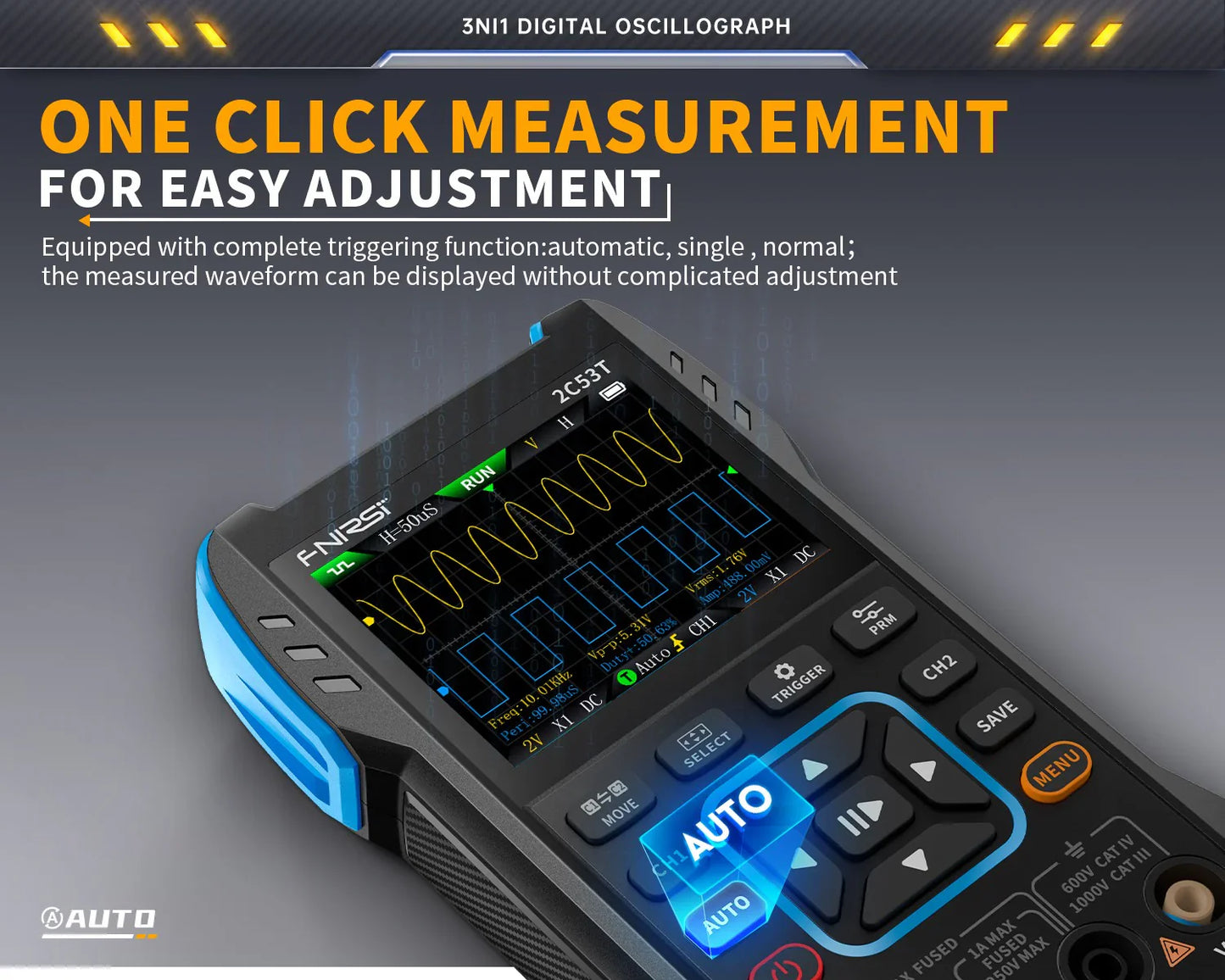 FR 2C53T S 50MHz 2 CHANNEL 3 IN 1 OSCILLOSCOPE