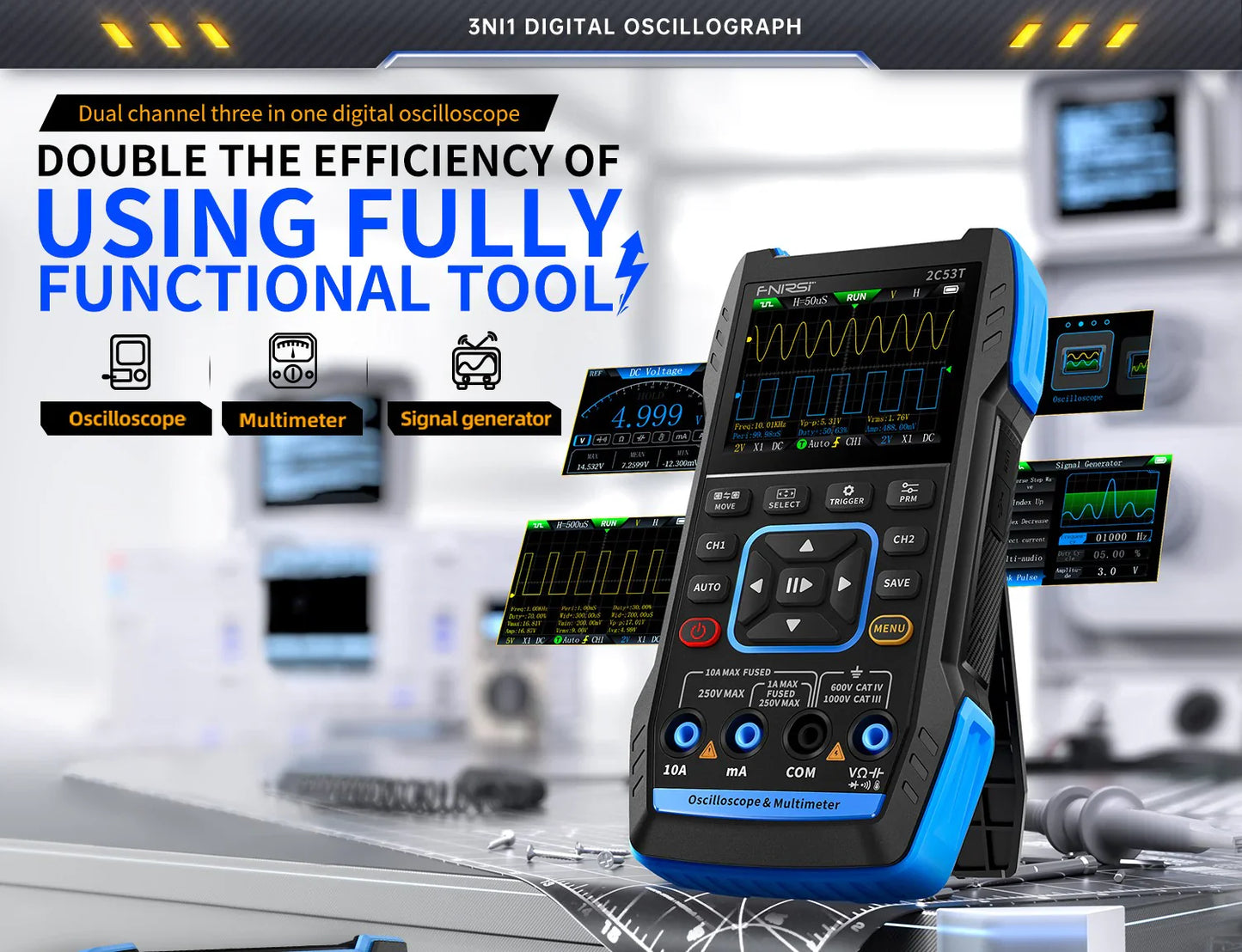 FR 2C53T S 50MHz 2 CHANNEL 3 IN 1 OSCILLOSCOPE
