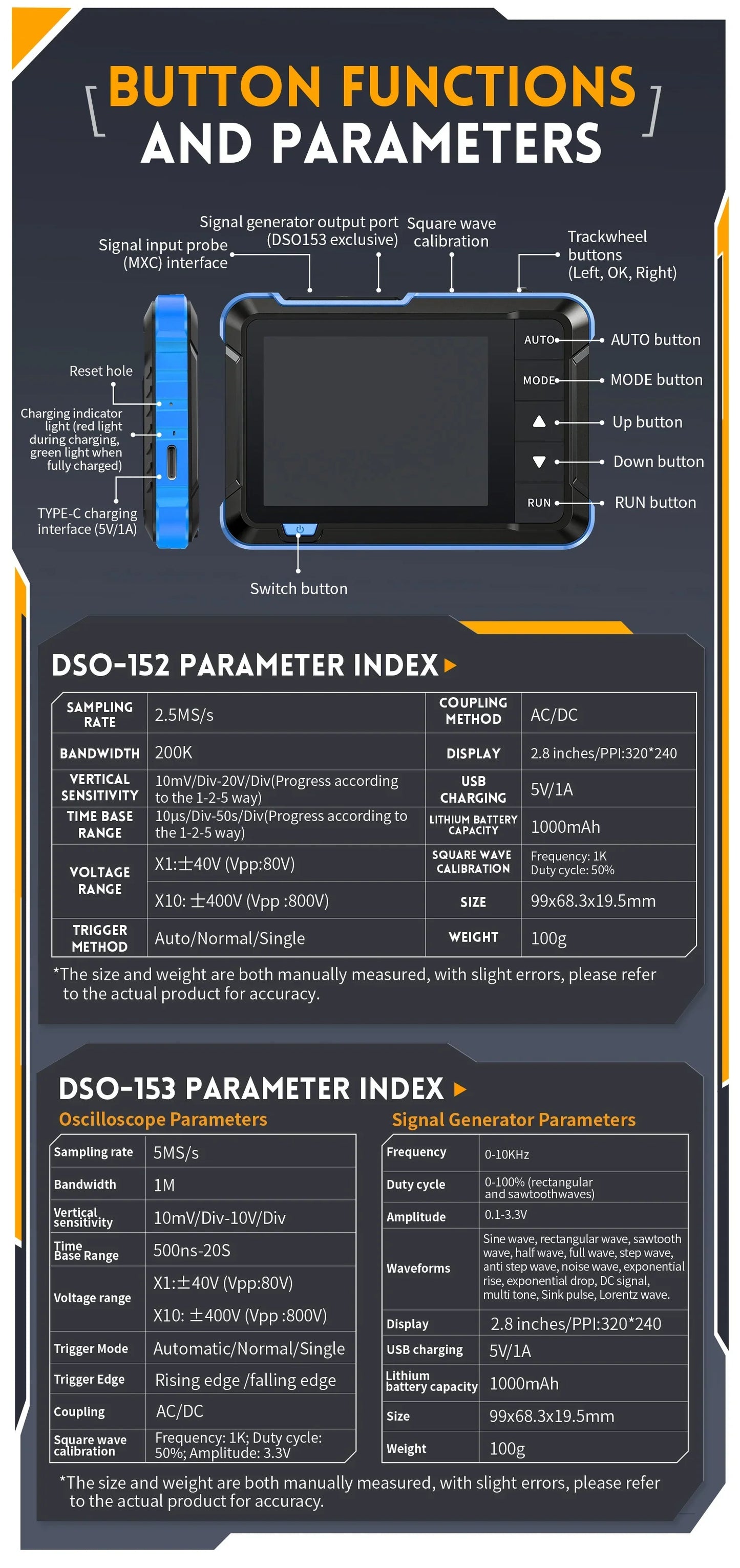 FR DSO153 1MHz SINGLE CHANNEL OSCILLOSCOPE