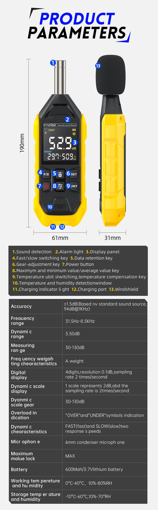 FR FDM01 SOUND LEVEL METER
