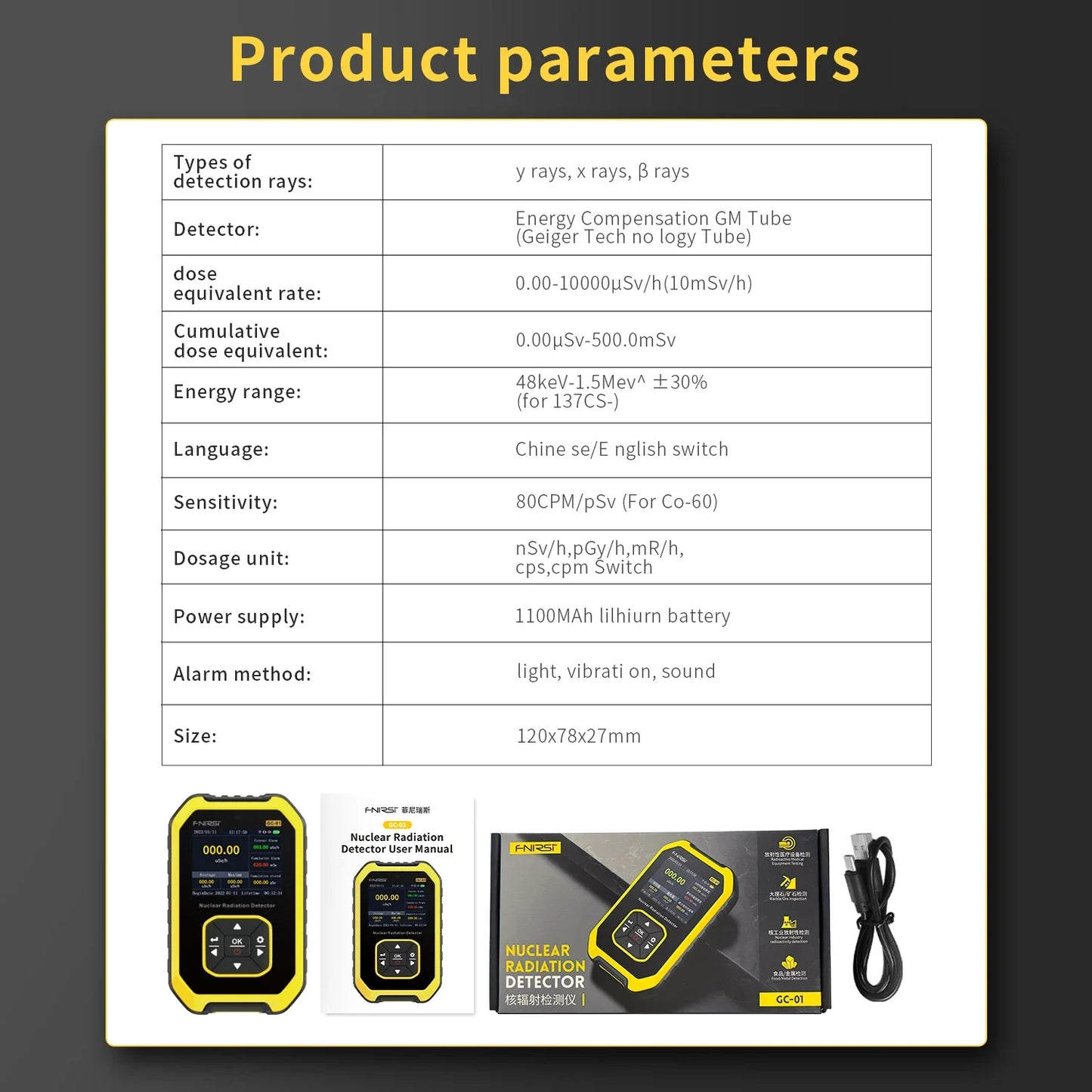 FNIRSI GC-01 Geiger Counter Nuclear Radiation Detector