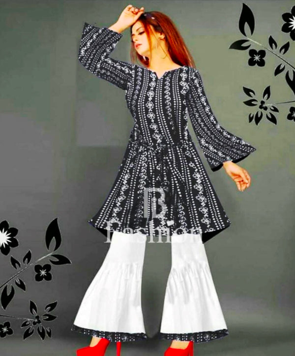 Sharara Two Pieces Suit / Dress Ladies Chunri Frock with Sharara Ready to Wear for Girls and Women