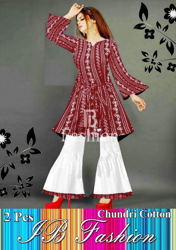Sharara Two Pieces Suit / Dress Ladies Chunri Frock with Sharara Ready to Wear for Girls and Women