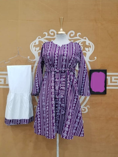 Sharara Two Pieces Suit / Dress Ladies Chunri Frock with Sharara Ready to Wear for Girls and Women