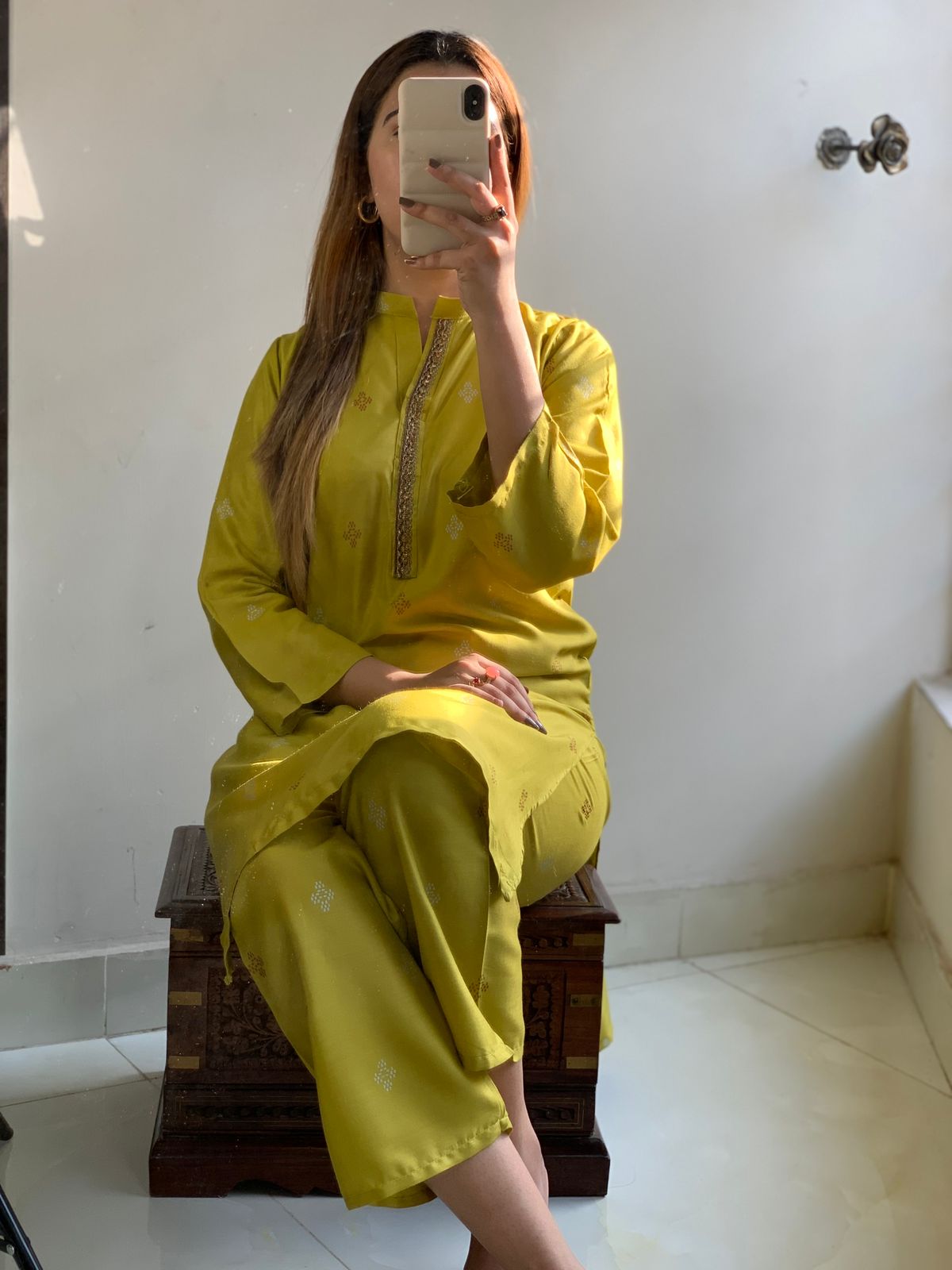 Olive Artical block printed lawn 2pc dress for womens