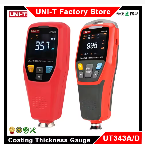 UNI-T UT343A UT343D Car Paint Coating Thickness Gauge Digital Meter FE NFE Tester for Automotive Metal Ceramic Coating Thickness