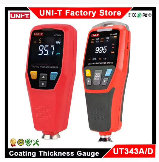 UNI-T UT343A UT343D Car Paint Coating Thickness Gauge Digital Meter FE NFE Tester for Automotive Metal Ceramic Coating Thickness