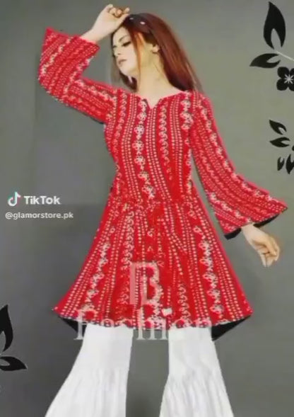 Sharara Two Pieces Suit / Dress Ladies Chunri Frock with Sharara Ready to Wear for Girls and Women