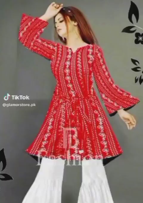 Sharara Two Pieces Suit / Dress Ladies Chunri Frock with Sharara Ready to Wear for Girls and Women