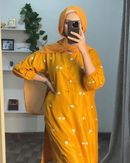 Daisy Delight ( Stitched Emb 2 Pcs)